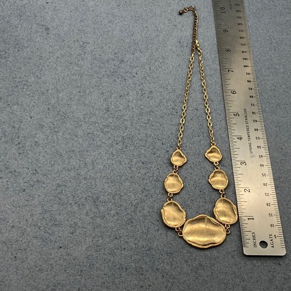 Organic Shaped Gold Necklace As Is Graduated Adjustable Chain Link Lobster Claw - Picture 8 of 11